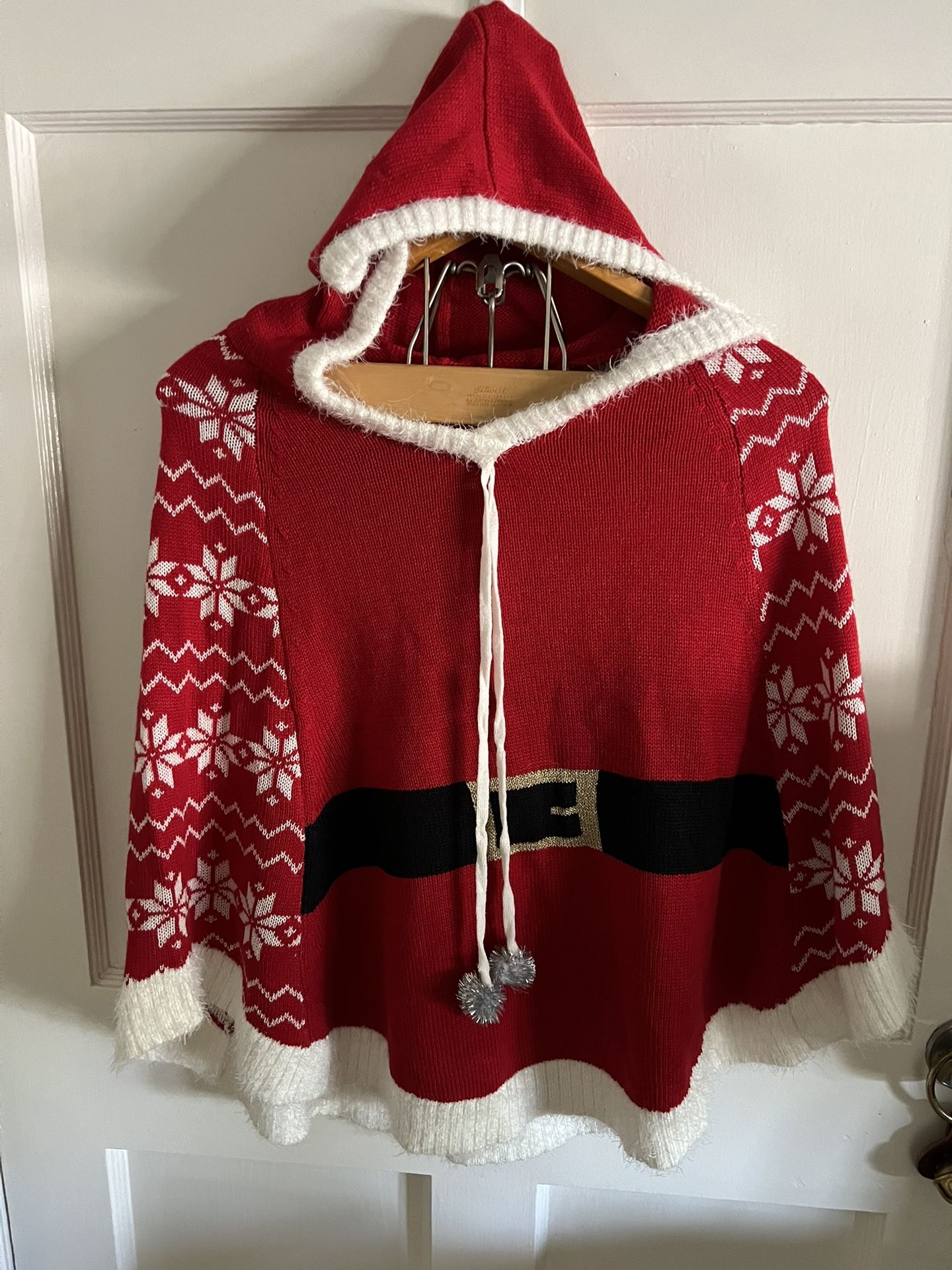 Major Label Christmas Santa Hooded Poncho Unisex Size Small Holiday Dress Up