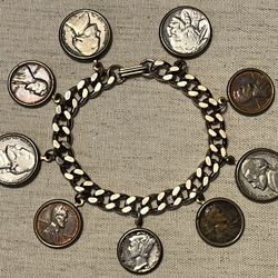 Vintage Coin Charm Bracelet 