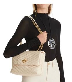 Tory Burch Kira Chevron Ivory Leather Purse