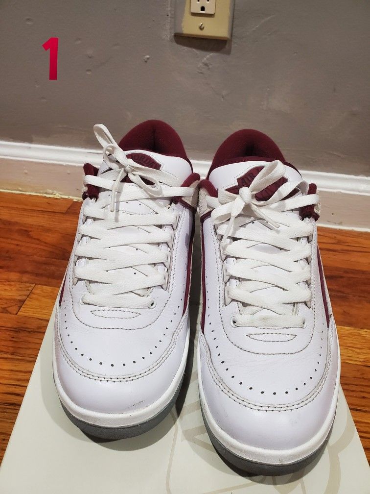 Nike Air Jordan 2 Retro Low( White-Cherrywood Red-Light Steel Grey