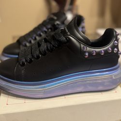Alexander McQueen Black And Purple Studded Sneaker