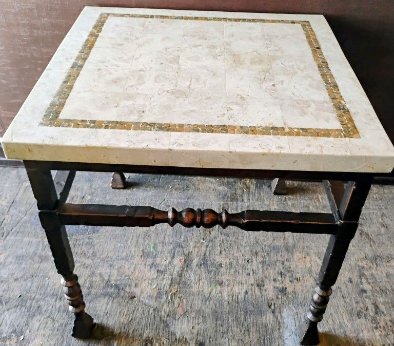 Marble And Bronze Side Table