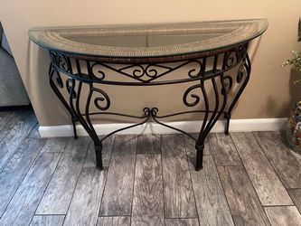 Three piece glass iron table set