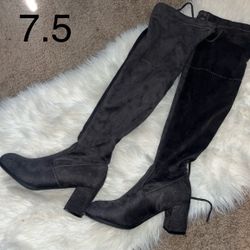Grey Thigh High Boots