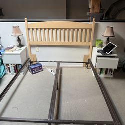 Crate And Barrel Queen Headboard And 2 Nightstands And Bed frame 