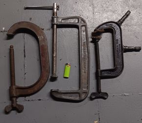 3 antique giant clamps