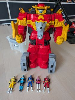 Power Rangers Ninja Steel Lion Fire Fortress Zord Playset with  5 Power Rangers Sounds Tested
