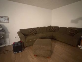 Olive Green Sectional Sofa with Ottoman