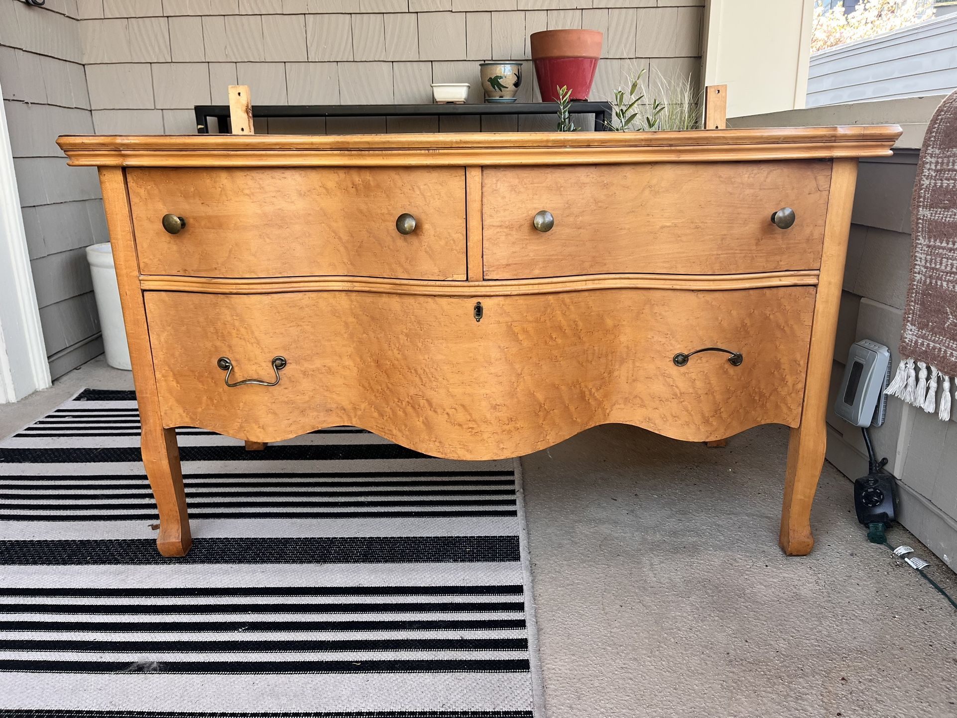 Antique Birdsye Maple Dresser With Mirror