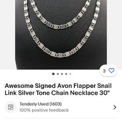 30" Vintage AVON silver tone Neckless