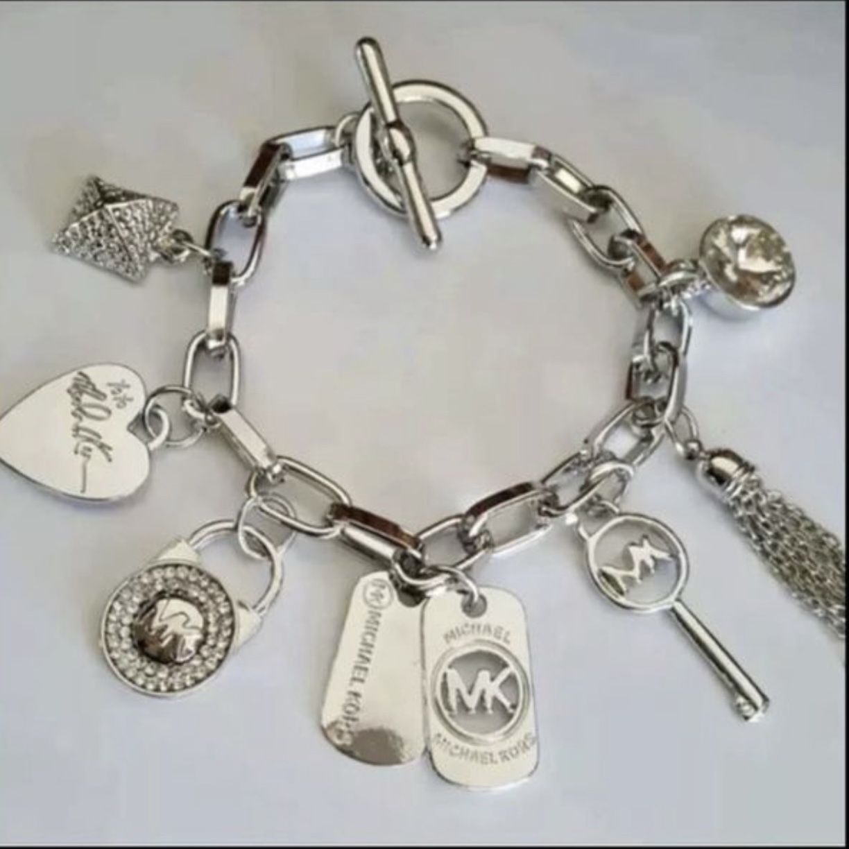 Mk Charm Bracelet Jewelry 7.5” Long