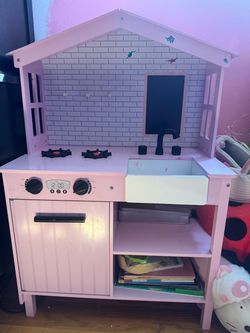 Pink play kitchen