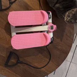 Pink Mini stepper exercise with resistance bands