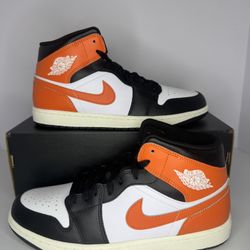 Jordan 1 Mid “Black Toe Starfish” 🧡⚫️🤍 — 10.5M — NEW