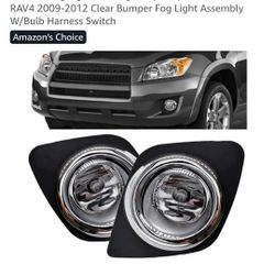 Fog Lights Driving Lamps Replacement for RAV4 2009-2012 Clear Bumper Fog Light Assembly W/Bulb Harness Switch