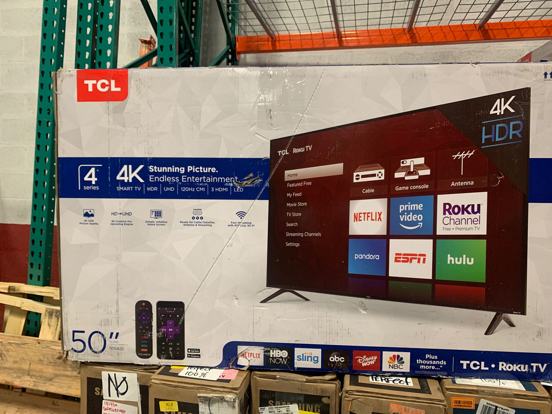 TCL TV 50” 4 K ROKU 50S425 open box like new