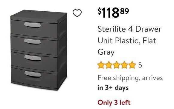 Plastic Dark Grey Dresser / Storage