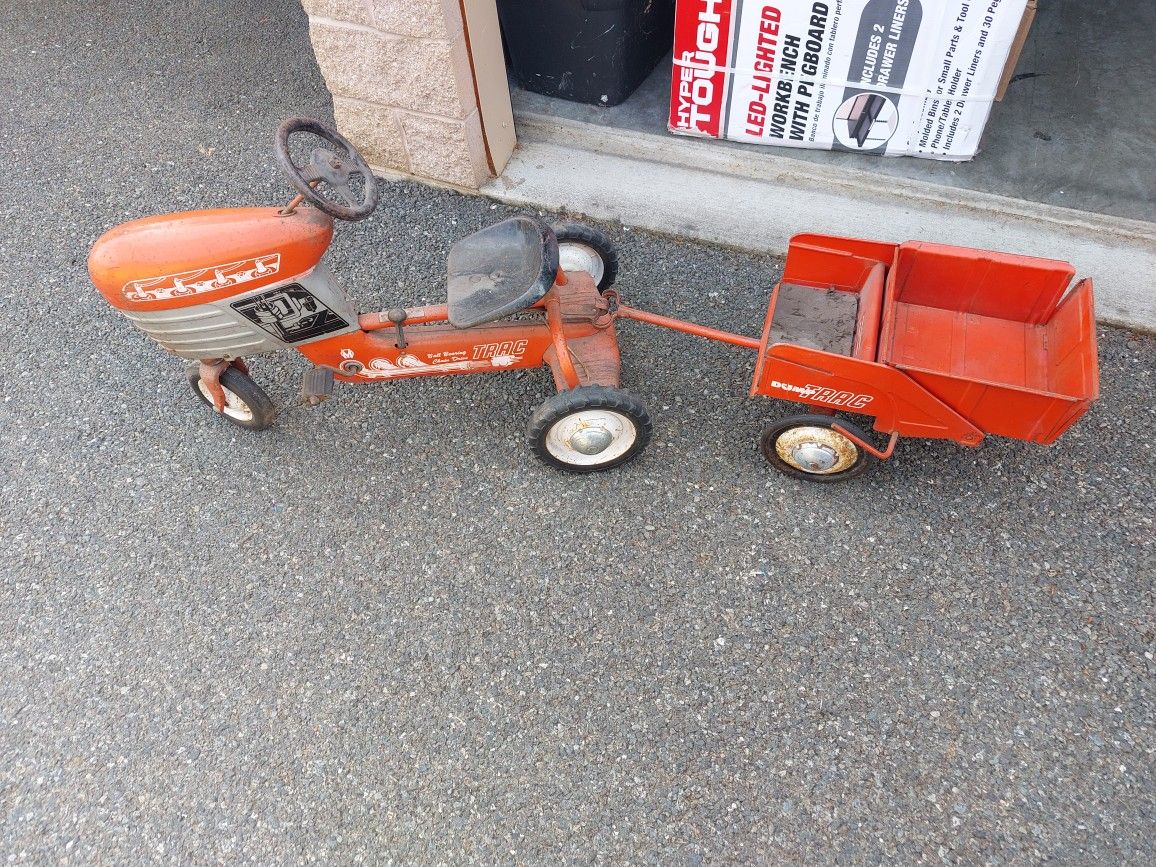 Vintage Murray Trac Pedal Tractor With Matching Dump Trac Trailer