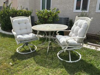 White Metal Patio Table and 2 Chairs Set