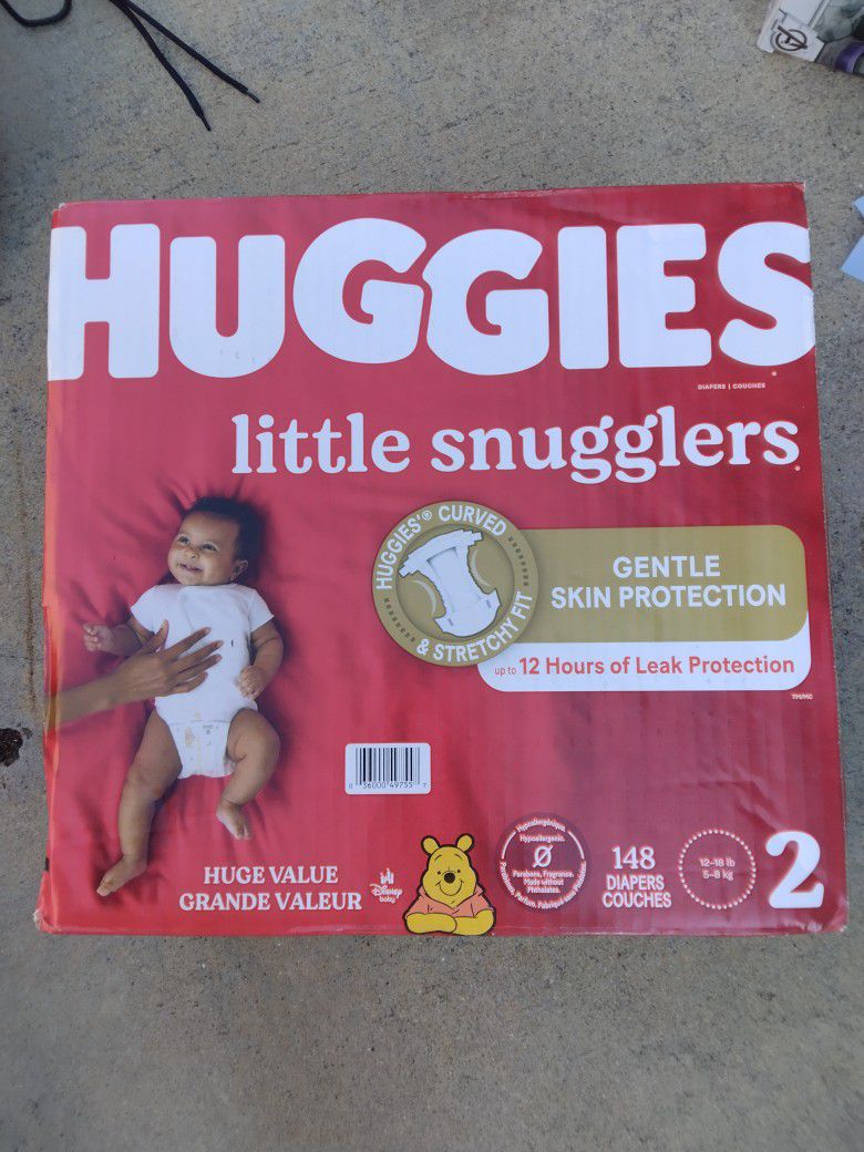 HUGGIES LITTLE SNUGGLERS Size 2 148 DIAPERS