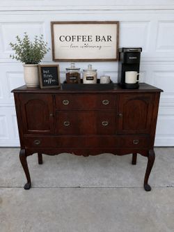 Antique 1920s Solid Wood Console /Sideboard / Credenza /Server/ Buffet/ Coffee Bar