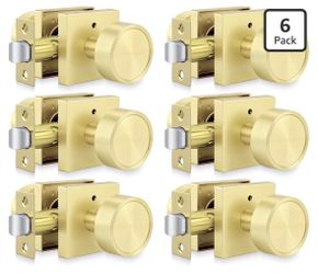 Goldenwarm Gold Door Knobs Interior, Brushed Gold Door Knob, Privacy Door Knobs for Bedroom and Bathroom, Zinc Alloy Heavy Duty Interior DoorKnob(6 Pa
