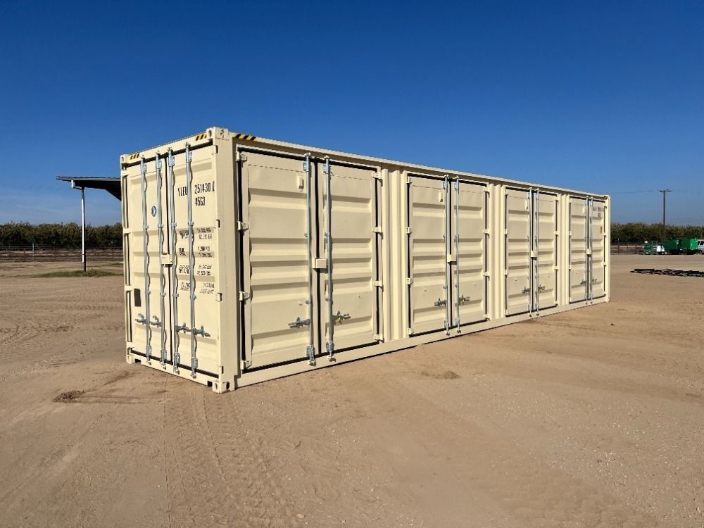 2025 40' HIGH CUBE CARGO CONTAINER, front door w/lockbox, (4) side doors w/lockbox. s/n:QYHX251430 --(LOCATED IN MADERA, CA)--