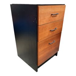 Modern 3-Drawer Office Filing Cabinet Black & Cherry 29” Tall