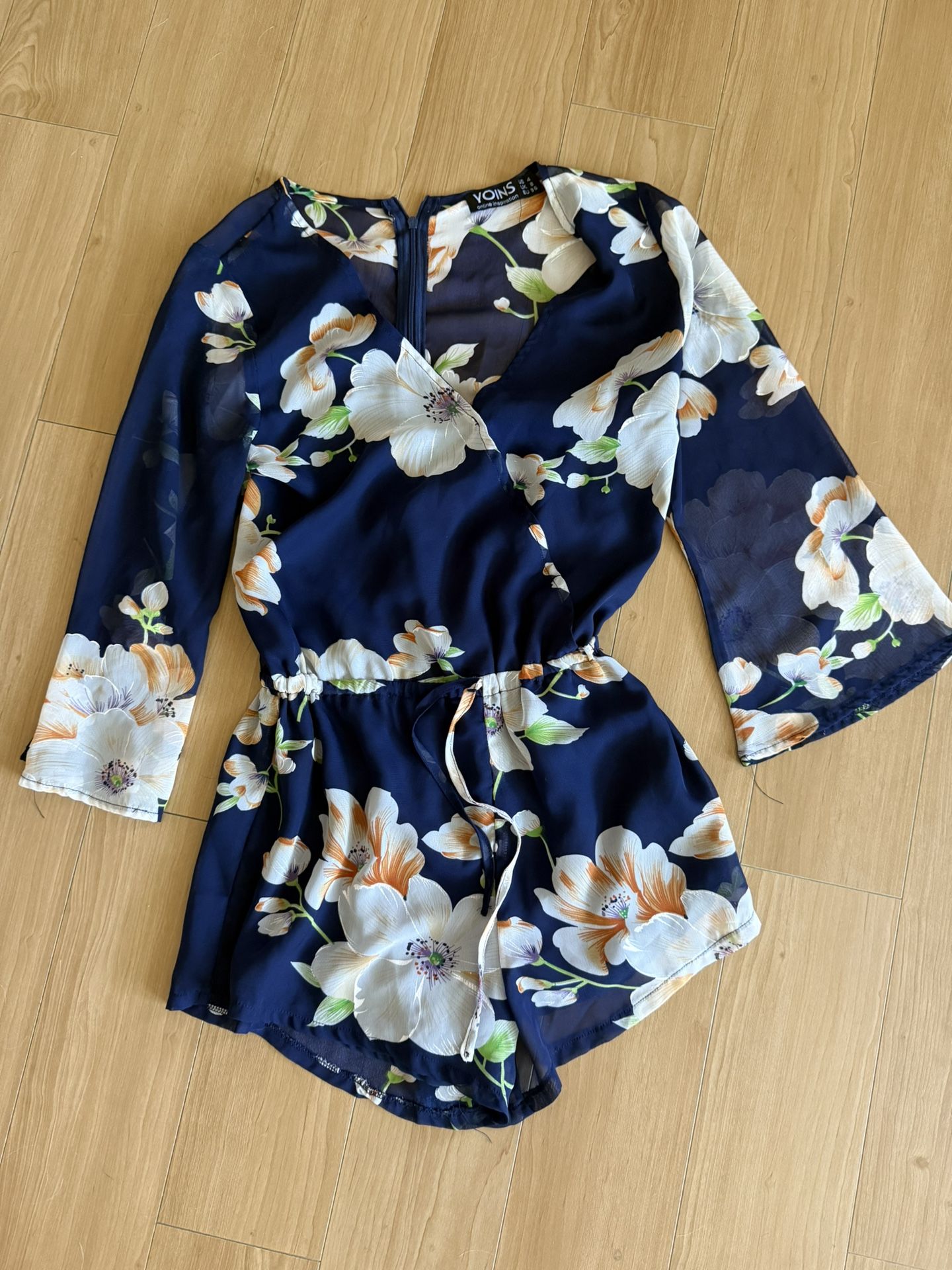Blue floral Romper Dress Size Small 
