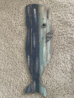 Wood Whale Bathroom Decor 