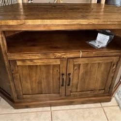 Martin Svensson Home Rustic Natural Wood 50 in. Corner TV Stand Fits TVs Up to 55 in.