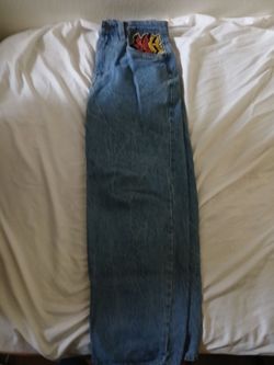 Ninth hall light blue washed embroidered jeans