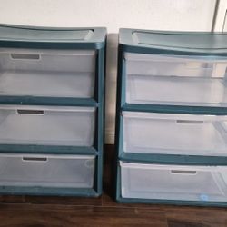 Sterilite Wide 3 Drawer Tower Plastic  Set of two