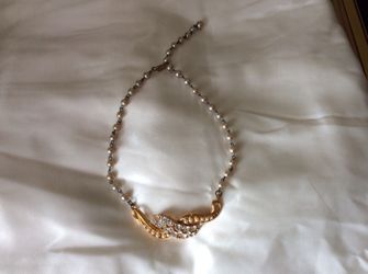 Pearl/zirconia choker necklace