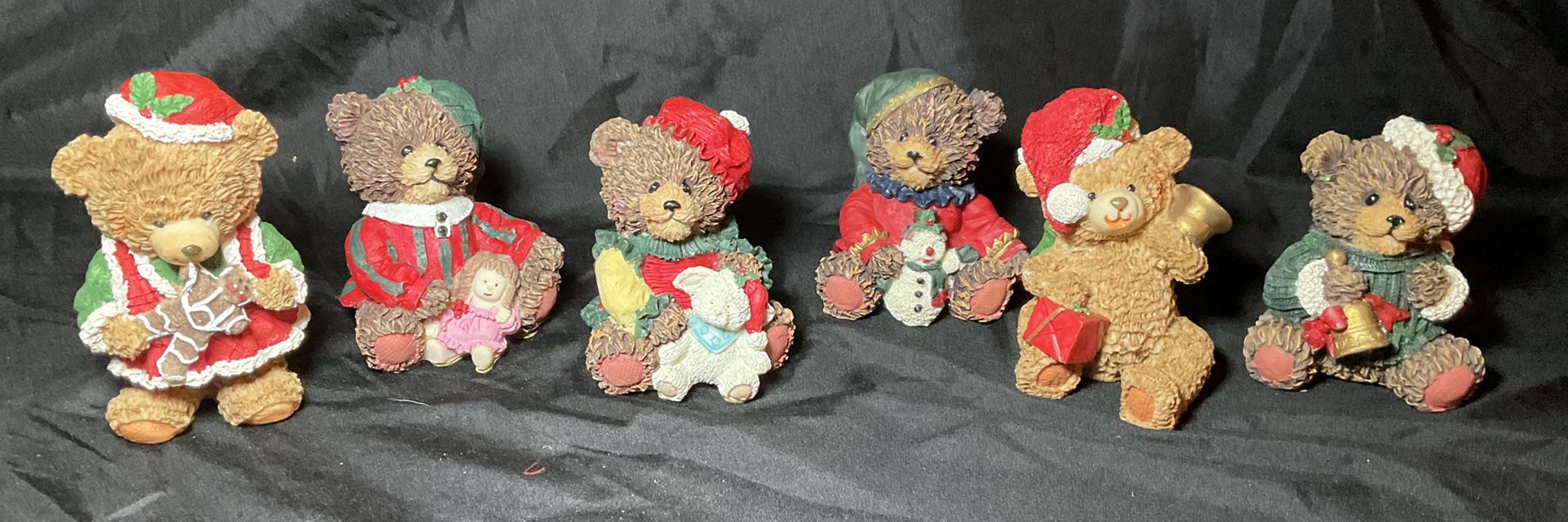 Christmas Teddy Bear Figurine Set Of 6