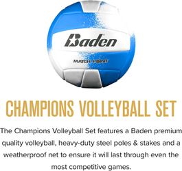 Baden Volleyball Net Set, Volleyball Bag, Adjustable Poles, & Boundary Lines, Portable Volleyball Net for Backyard or Outdoor Activities for Men, Wome