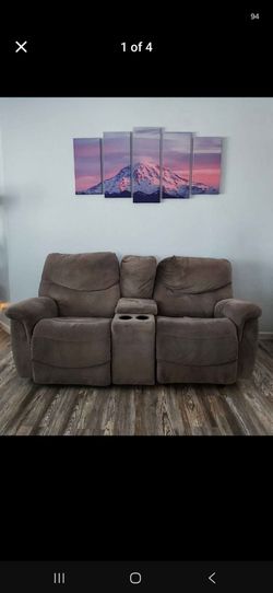 Reclining glider love seat with storage