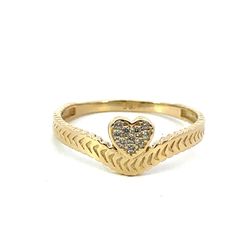 Woman’s Ladies 14k Yellow Gold CZ Heart Band Ring Size 9 GP3120197