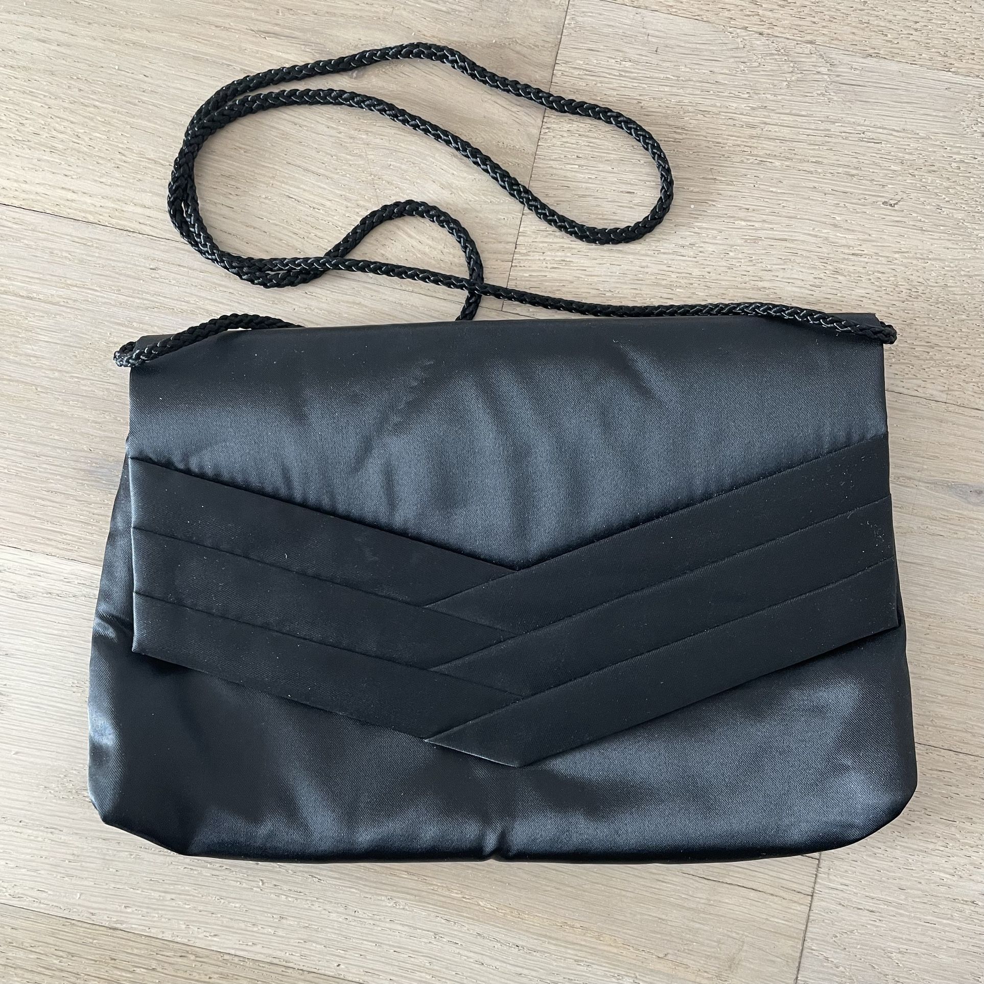 Vintage Black Satin Dover Bags Clutch Crossbody