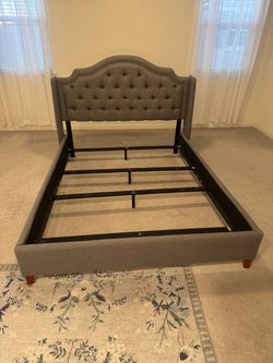 Queen upholstered bed frame