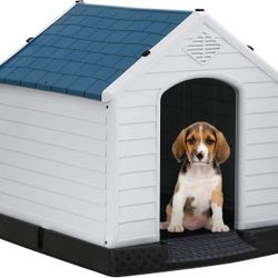 28Inch Large Dog House Insulated Kennel Durable Plastic Dog House for Small Medium Large Dogs Indoor Outdoor Weather & Water Resistant Pet Crate with 