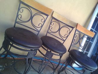 Bar Table and Stools Set with Wrought Iron