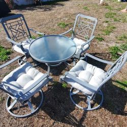 Patio Table & Chairs - Swivel & Rock, Nice Set, Recently Repainted 