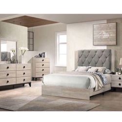 4- Pc Bedroom set Dresser,Mirror  Nightstand (1) Queen size bed frame  Not including Mattress and Box Sp