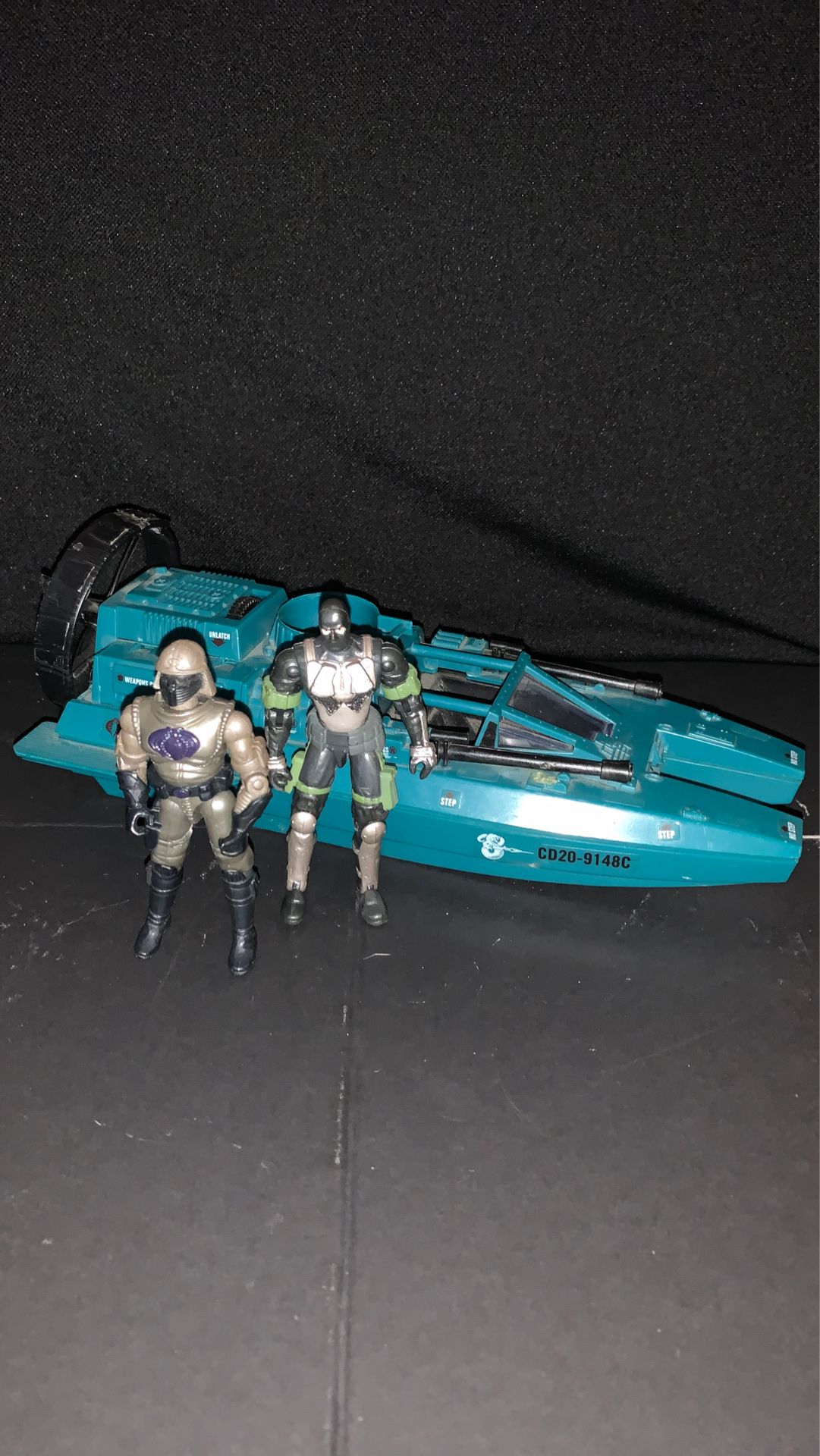 1984 Cobra Water Moccasin with 2x Gi Joe figures 2002