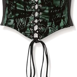 Daisy corsets womens Lavish Green W/Black Lace Overlay Corset Belt Cincher