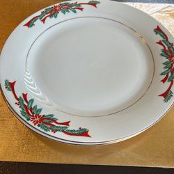 Poinsettia & Ribbons Gold Rimmed Fine China