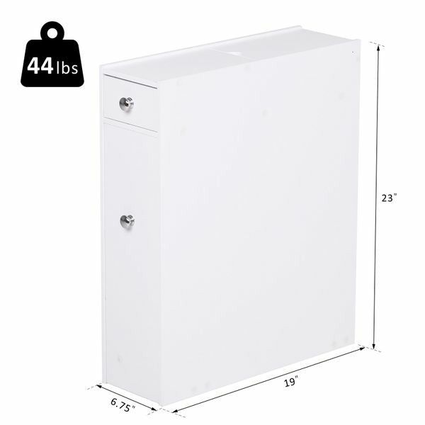 Bathroom Storage Cabinet Wooden Toilet Floor Organizer with Drawers- White