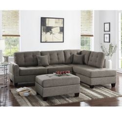 Gorgeous Three Piece Coffee Colored Sectional Set
