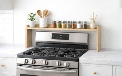 MADE-TO-ORDER | Custom Over-the-Stove Shelf | Wood Spice Rack & Kitchen Organizer